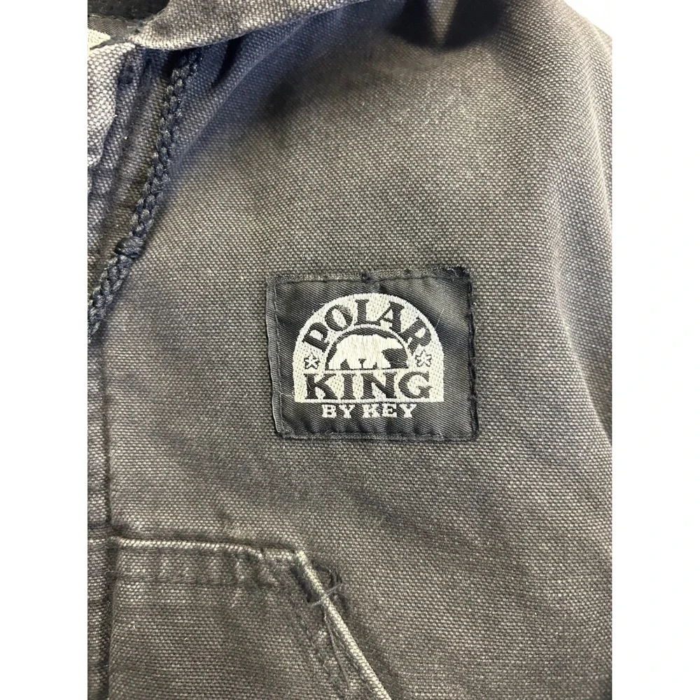 Vintage Polar King by Key Kids Blk Insulated Canvas Hooded Jacket Size 4-6 Small